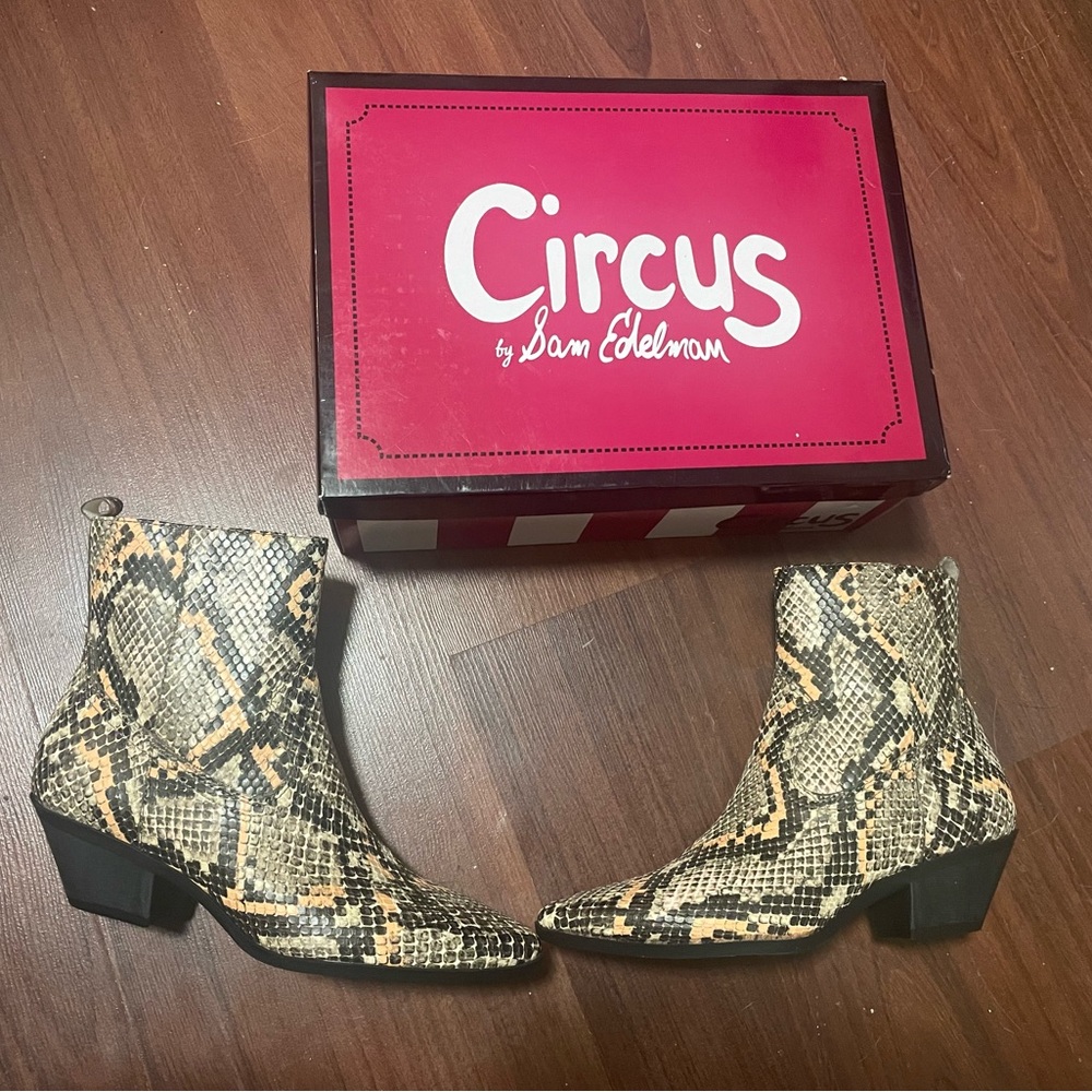 Snake Print Ankle Boots - Circus by Sam Edelman